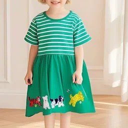 JC SPARKLE Striped Fit & Flare Dress-image-77