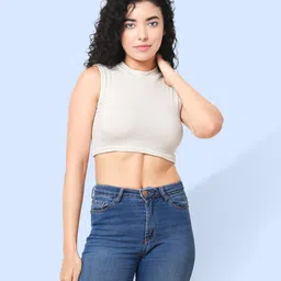 CareDone Women High Neck Cotton Crop Top-image-15