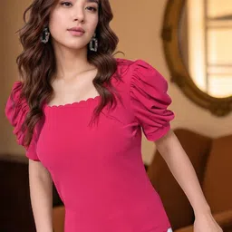 ZEUGEN Puff Sleeve Square Neck Regular Top-image-47