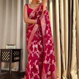 SHOP DROP Woven Design Pure Silk Designer Banarasi Saree-image-45