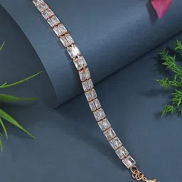 I Jewels Women Tribal Rose Gold-Plated Link Bracelet-image-43
