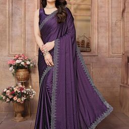 KALINI Embellished Beads and Stones Satin Saree-image-30