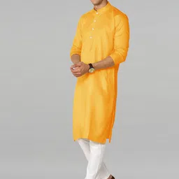 PulseIQ Men Solid Regular Pure Cotton Kurta with Trousers-picture-37