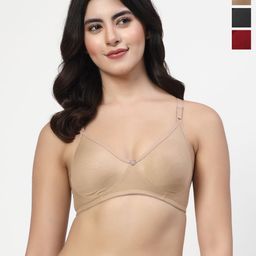 LILY wnysor Women Pack Of 3 Solid Full Coverage Non PaddedNon Wired T-shirt Bra-picture-30