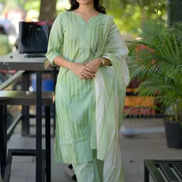 KALINI Women Striped Straight Kurta with Trousers & Dupatta-picture-13