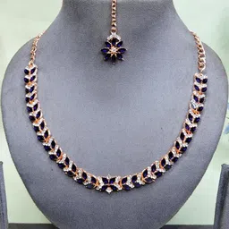 VATSALYA creation Rose Gold-Plated Artificial Stone Studded Jewellery Set-image-66