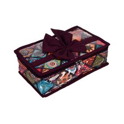 Aura Maroon & Blue Printed 6 Pouch Jewellery Organiser-picture-28