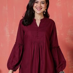 all about you Mandarin Collar Bishop Sleeves Top-picture-33