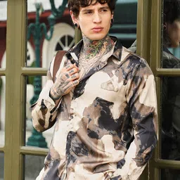 Campus Sutra Men Comfort Fit Abstract Printed Spread Collar Casual Shirt-picture-22