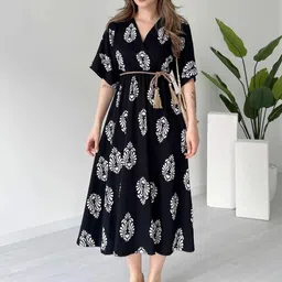 MANOJAVA Floral Print Applique Fit & Flare Maxi Dress image 3