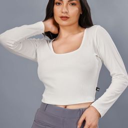 Plus Size Square Neck Fitted Crop Top-19