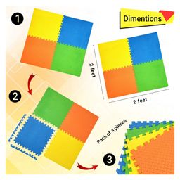 Baybee EVA Foam Puzzle Interlocking Thickest Mat Multicolor - 4 Pieces image 3