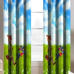 Aura Blue & White 2 Pieces Abstract Printed Window Curtain-18