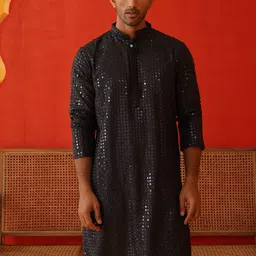 Jompers Men Geometric Embroidered Sequinned Kurta-image-94