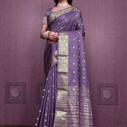 CaniBani Women Woven Design Zari Silk Blend Banarasi Saree-picture-9