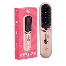 NexLev Cordless Hair Straightener Brush - HSB-04 - Pink-16