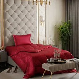 Stoa Paris Red Solid 3 Piece Single Regular Bedding Set-picture-10