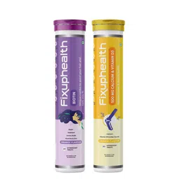 Fixuphealth Set Of 2 Biotin Selenium Amino Effervescent Tablet & Calcium Bone-20 Tab Each image 1