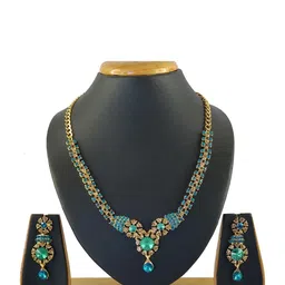 VATSALYA creation Women Blue Gold-Plated Jewellery Set-6
