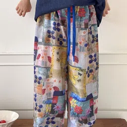 LULU & SKY Girls Floral Printed Straight Fit High-Rise Trousers-picture-35