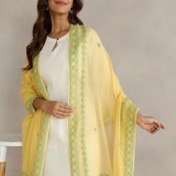Fabindia Embroidered Cotton Silk Dupatta with Thread Work-36