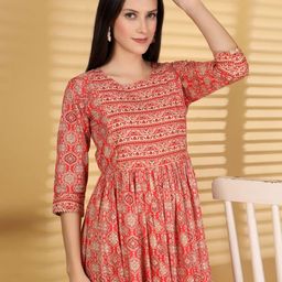 Pristyle Women Ethnic Motifs Printed Round Neck Fit & Flare Maxi Dress-image-52