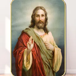 Myntra Elegant Homes Green & Brown Jesus Christ Printed Religious Wooden Wall Art-image-87