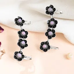 Silvermerc Designs Silver Plated Artificial Stones Studded Classic Ear Cuffs-72
