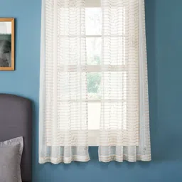 Deco Window Beige & Off White 2 Pieces Geometric Shaped Sheer Window Curtains-image-33