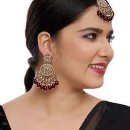 R A Enterprises Maroon Alloy Gold-Plated Jewellery Set-5