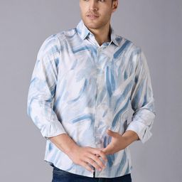 Mast & Harbour Blue & White Abtract Printed Relaxed Fit Casual Shirt-image-48