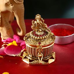 Adwitiya Collection Sindoor Box Textured Lord Ganesh Kumkum Box-image-29