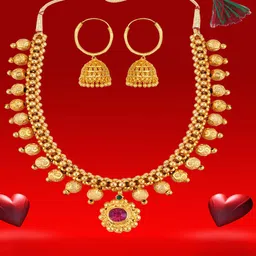 Heer Collection Gold-Plated Stone Studded Ethnic Matte Finish Jewelry Set-picture-31