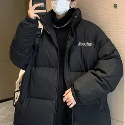 HERE&NOW Men Mock Collar Solid Casual Puffer Jacket-13