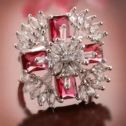 ADIVA Silver-Plated AD-Studded Adjustable Finger Ring-28