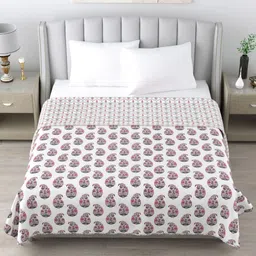 ZAHYA White & Pink Floral Mild Winter 150 GSM Double Bed Dohar-image-4