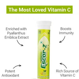 ESCOR-Z Set Of 2 Immunity Tablets - Vitamin C Lime & Lemon Flavour - 20 Tablets Each image 3