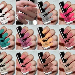 Color Rich Toxic Free Perfection Shine Nail Polish Set of 12 Matte White, Light Golden, Extra Shine Top Coat, Dark Nude, Nude-picture-25