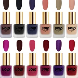 VOLO Set Of 12 Velvet Matte Nail Polish - 8 ml Each Shade - Magenta - Sand Nude-46