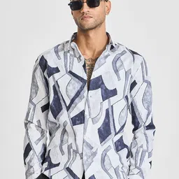 Snitch Men Smart Spread Collar Abstract Printed Casual Shirt-image-72