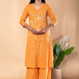 Readiprint Embroidered V-Neck Straight Kurta With Palazzo-picture-21