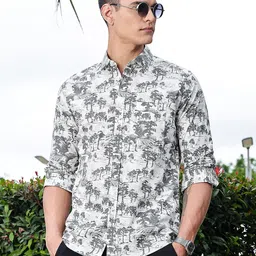 Thomas Scott Men Premium Fit Abstract Printed Spread Collar Cotton Casual Shirt-image-71