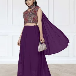 Happy Design Geometric Embroidered Lehenga With Choli & Dupatta image 3