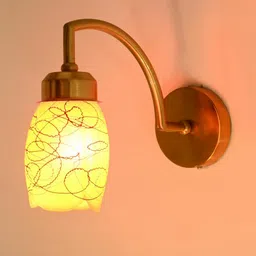 SOMIL Yellow & White Printed Glass Cylinder Shaped Wall Lamp-23