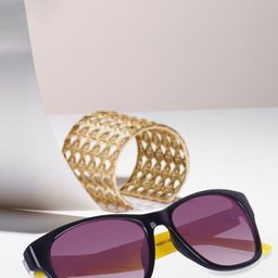 LEGEND EYEWEAR Unisex Black Lens & Black Square Sunglasses with-35
