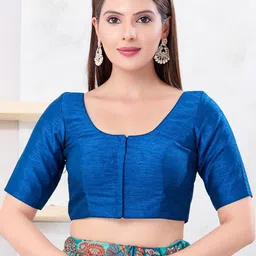 VAMAS - THE DESIGNER BLOUSES Silk Round Neck Padded Saree Blouse-picture-54