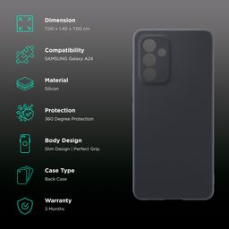 inbase in base Soft Silicon Back Case for Samsung Galaxy A24 (360 Degree Protection, Black) image 2