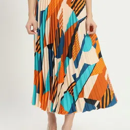 ZWERLON Printed Flared Midi Skirt-image-46