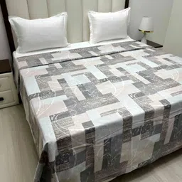 Pure Decor Grey & Brown Geometric Printed Pure Cotton 220 TC Super King Duvet Cover-picture-38