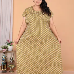 JAIPZZ APPARELS Ethnic Motifs Printed Pure Cotton Maxi Nightdress-picture-24